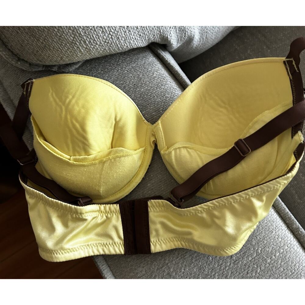 Frederick’s Of Hollywood Vtg Y2K Emo Yellow Push-Up Bra Size 32 DD Animal Print - Picture 8 of 9